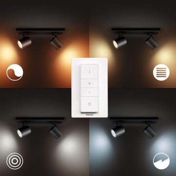 Philips - Spot à intensité variable LED Hue RUNNER 2xGU10/4,2W/230V 2200-6500K + télécommande blanc