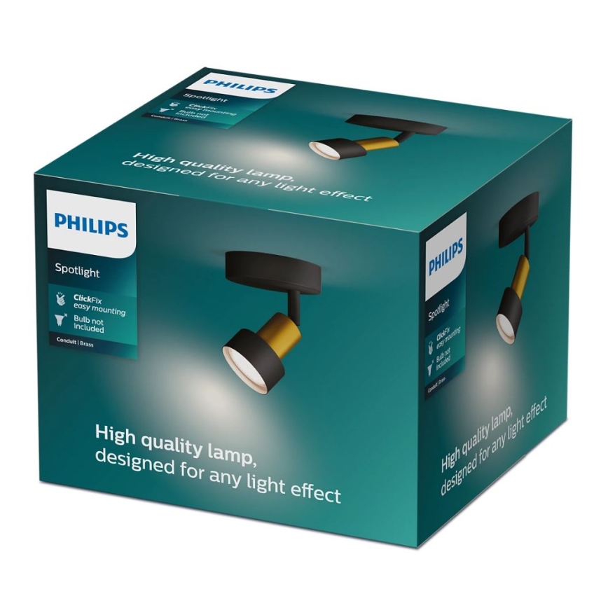 Philips - Spot CONDUIT 1xGU10/5W/230V noir/laiton