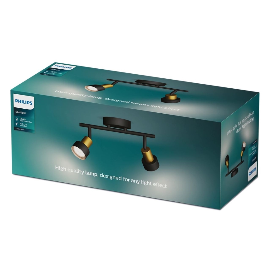 Philips - Spot CONDUIT 2xGU10/5W/230V noir/laiton