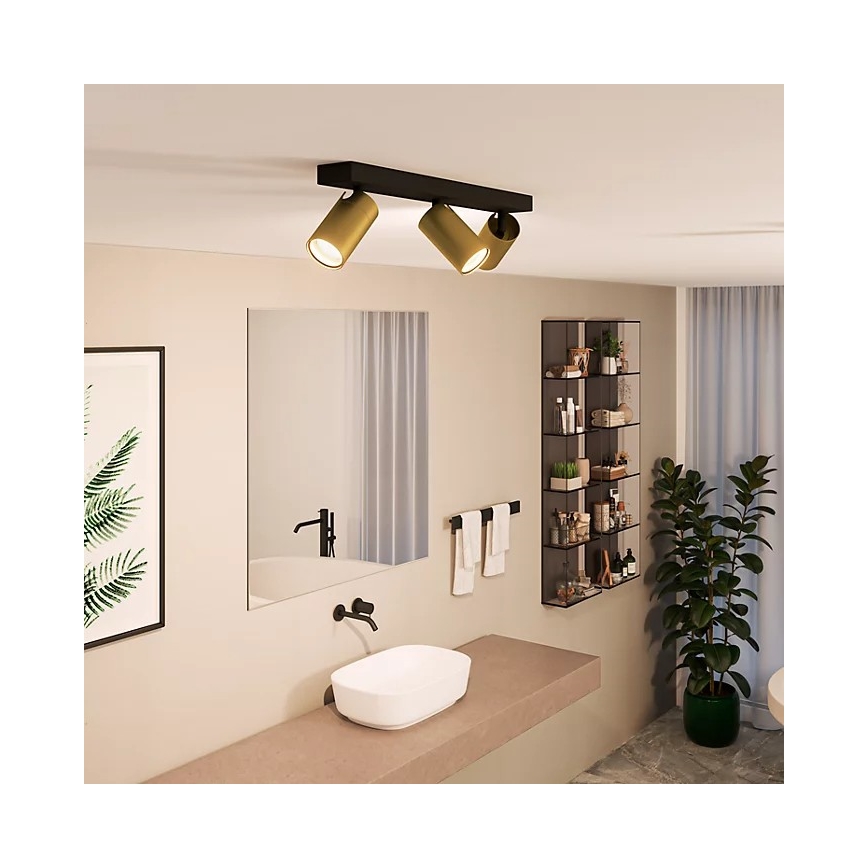 Philips - Spot salle de bain IDRIS 3xGU10/5W/230V IP44 noir/doré