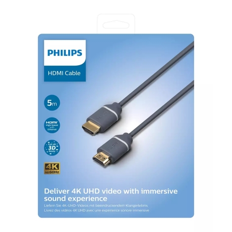 Arena Aardrijkskunde Eeuwigdurend Philips SWV5650G/00 - HDMI kabel met Ethernet, HDMI 2.0 A connector 5m  grijs | Lumimania
