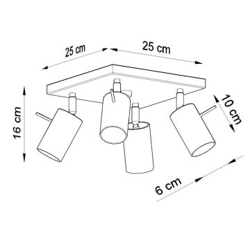 Plafond-Spot RING 4xGU10/40W/230V