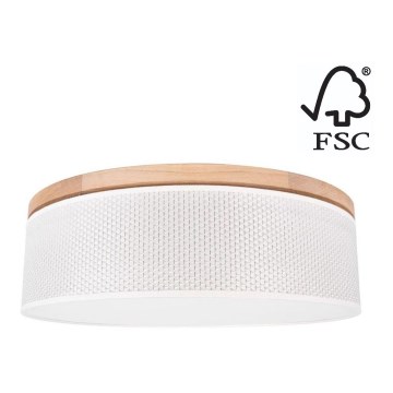 Plafondlamp BENITA 2xE27/25W/230V diameter 48 cm crème/eiken – FSC gecertificeerd