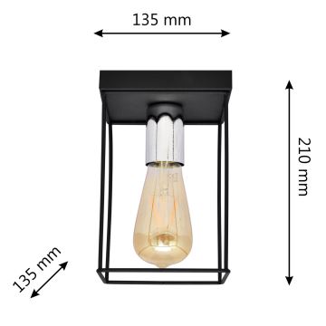 Plafondlamp FINN 1xE27/15W/230V zwart/chroom