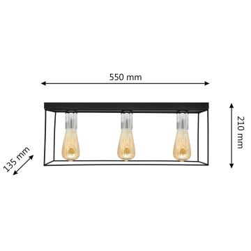 Plafondlamp FINN 3xE27/15W/230V zwart/chroom