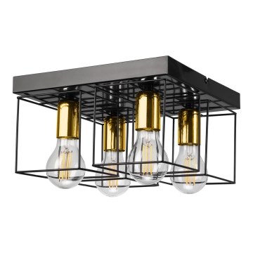 Plafondlamp MIKA 4xE27/60W/230V zwart/goud