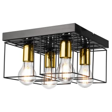 Plafondlamp MIKA 4xE27/60W/230V zwart/goud