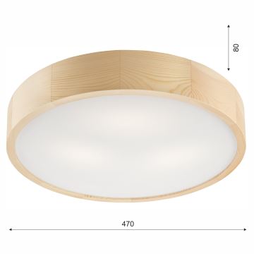 Plafond Lamp NATURAL 3xE27/60W/230V ø47 cm dennen