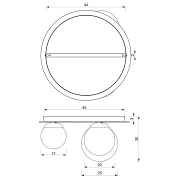 Plafondlamp PLATO 2xE14/40W/230V + 1xE27/60W/230V