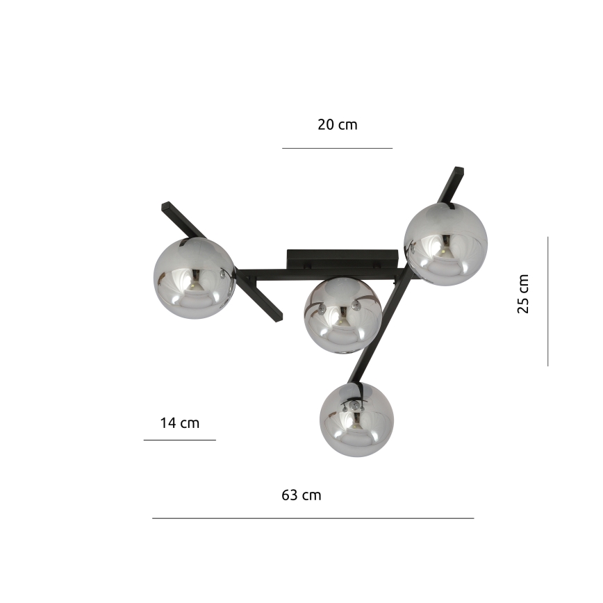 Plafondlamp SMART 4xE14/10W/230V zwart/grijs