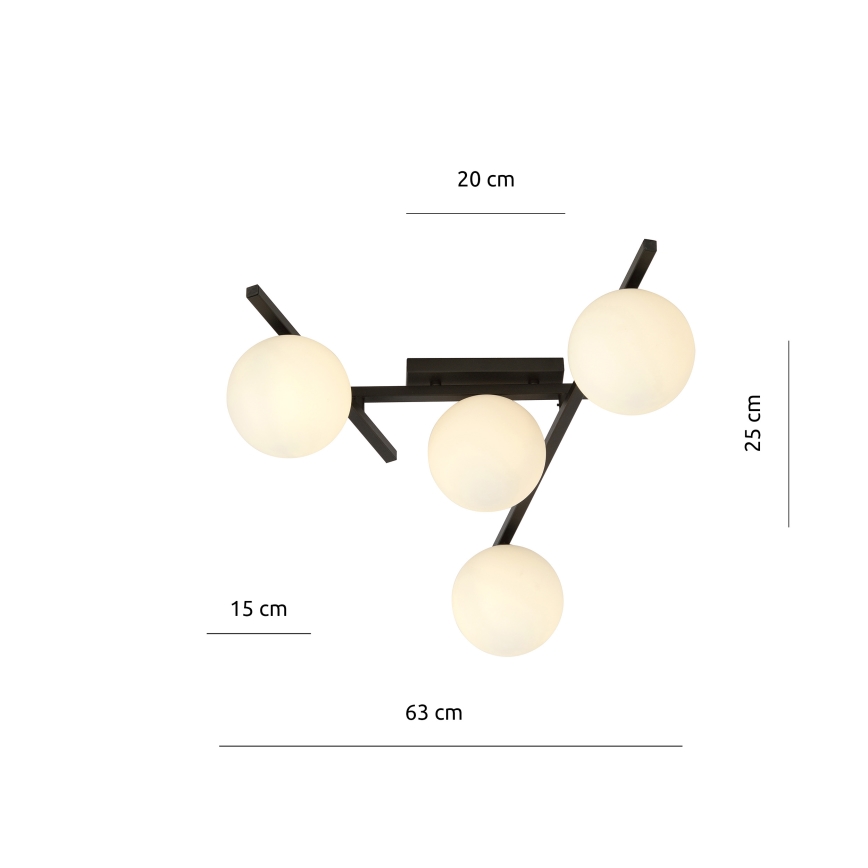 Plafondlamp SMART 4xE14/10W/230V zwart/wit