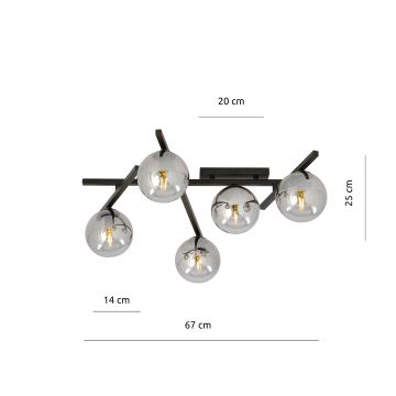 Plafondlamp SMART 5xE14/10W/230V zwart/grijs