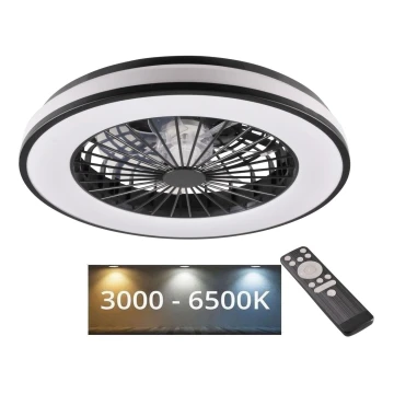 Plafonnier à intensité variable avec ventilateur LED/48W/230V 3000-6500K noir + télécommande