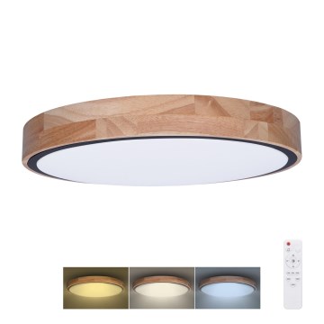 Plafonnier à intensité variable IRON OAK LED/48W/230V 3000-6500K chêne d. 40 cm + télécommande