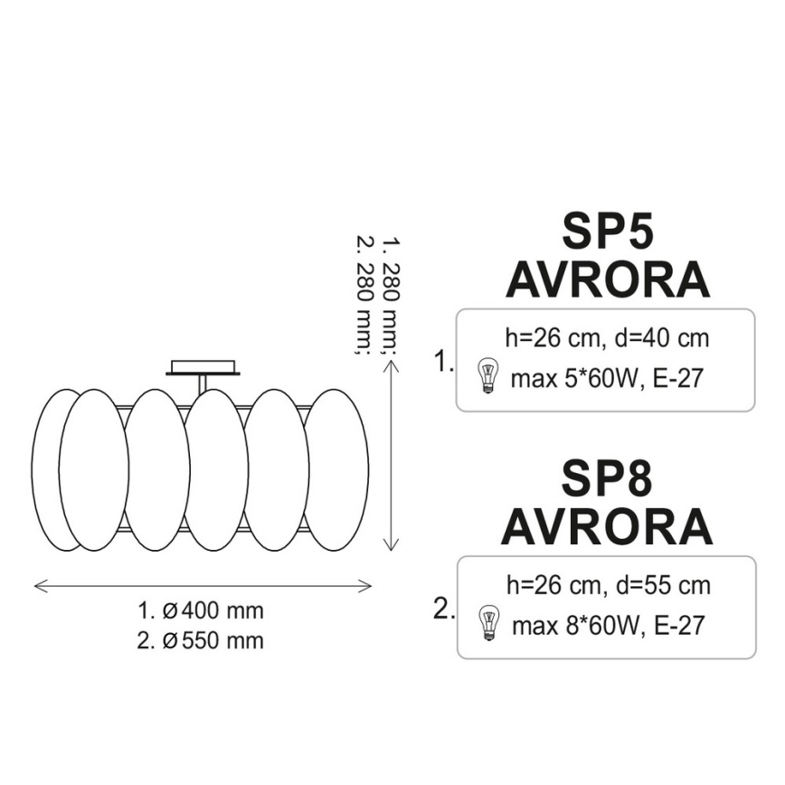 Plafonnier AURORA 8xE27/60W/230V