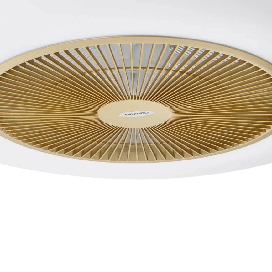 Plafonnier LED à intensité variable avec ventilateur ARIA LED/38W/230V 3000-6000K doré + télécommande