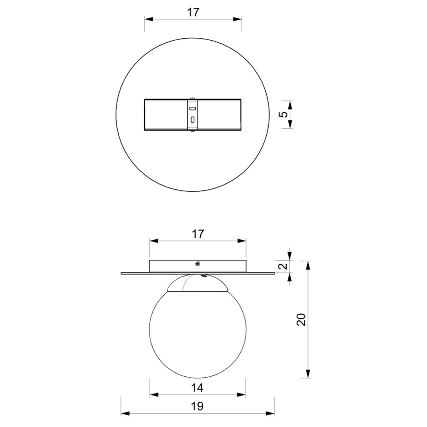 Plafonnier PLATO 1xE14/40W/230V d. 19 cm