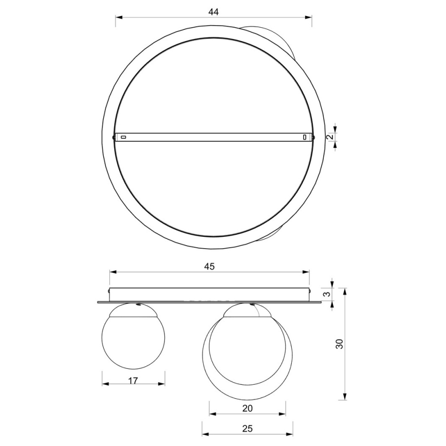 Plafonnier PLATO 2xE14/40W/230V + 1xE27/60W/230V