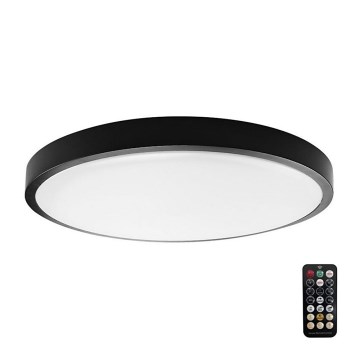 Plafonnier salle de bain avec détecteur LED/18W/230V IP44 4000K d. 29 cm noir + télécommande