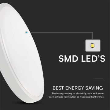 Plafonnier salle de bain avec détecteur SAMSUNG CHIP LED/24W/230V IP44 3000K d. 35 cm blanc + télécommande