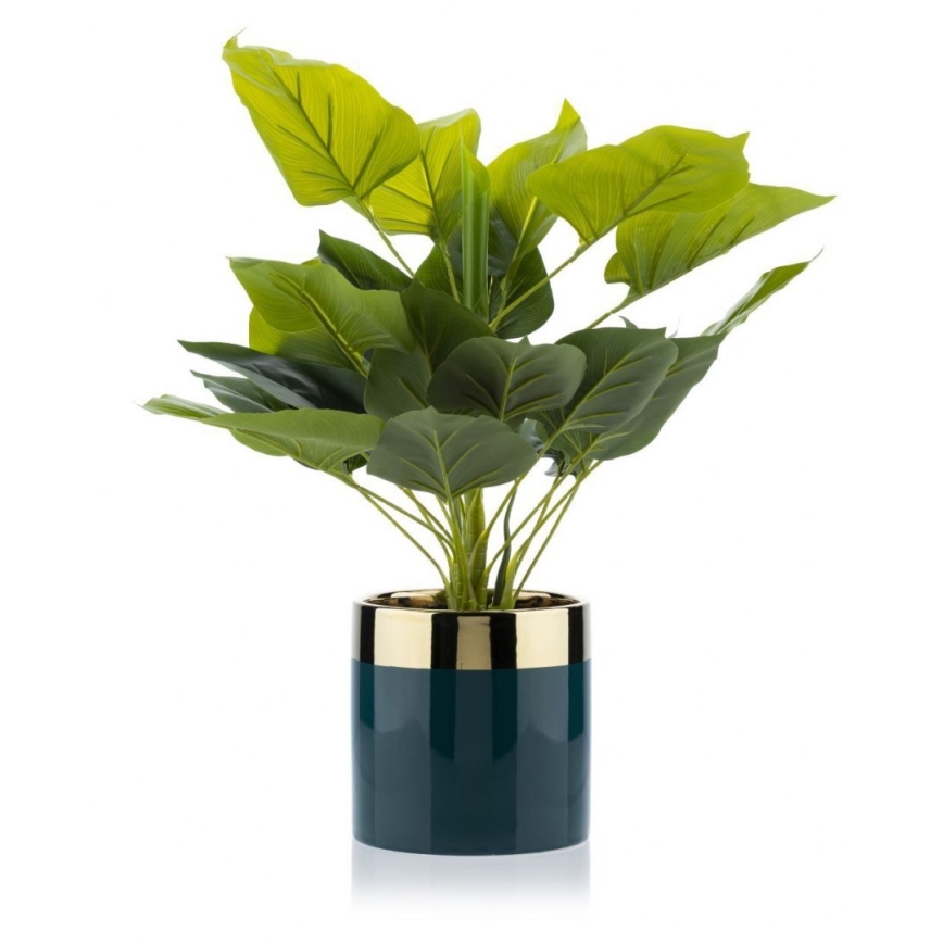 Pot de fleurs en céramique CINDY 13x13 cm vert/doré