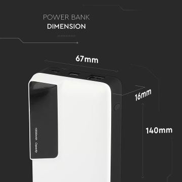 Power Bank met display 10000mAh/3,7V wit