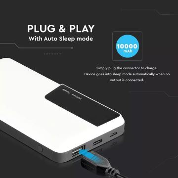 Power Bank met display 10000mAh/3,7V wit