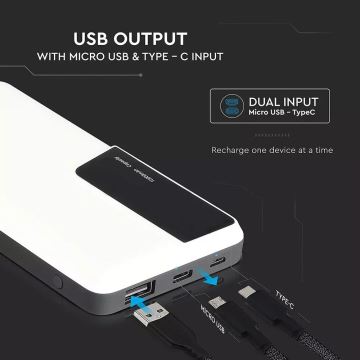 Power Bank met display 10000mAh/3,7V wit