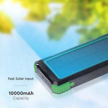 Powerbank zonne-energie Power Delivery 10000mAh/10W/5V zwart