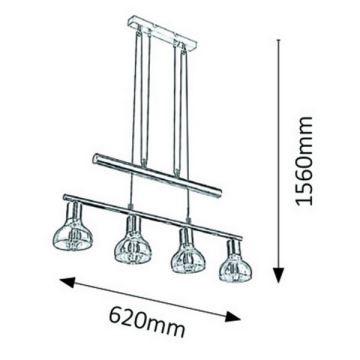 Rabalux 5551 - Hanglamp aan koord HOLLY 4xE14/40W/230V gouden