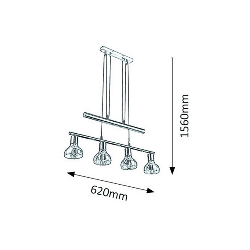 Rabalux 5551 - Hanglamp aan koord HOLLY 4xE14/40W/230V gouden