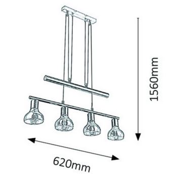 Rabalux 5560 - Lustre avec fil HOLLY 4xE14/40W/230V Chrome brillant