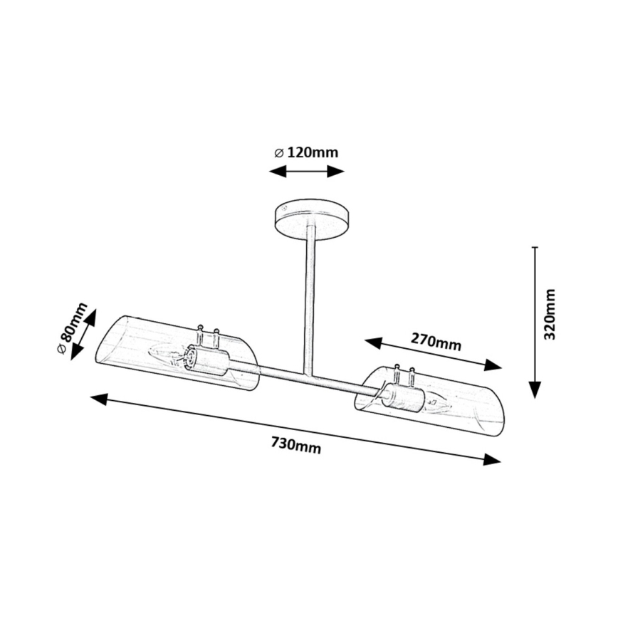 Rabalux - Badkamer hanglamp met vaste pendel 2xE14/12W/230V IP44 zwart