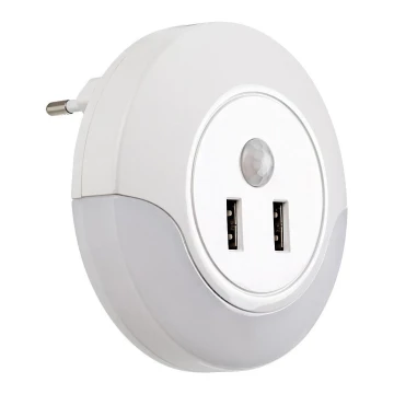 Rabalux - LED Stopcontact nachtlampje met een sensor 2xUSB LED/13,9W/230V 3000K