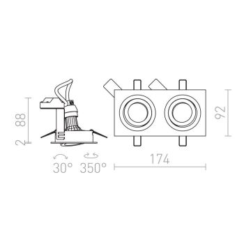 RED - Design Rendl - R12713- Inbouwverlichting PASADENA 2xGU10/50W/230V