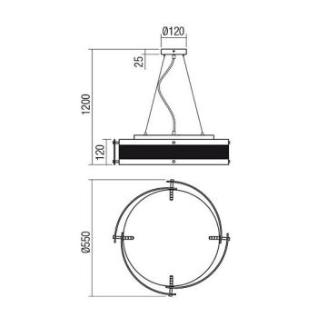 Redo 01-1463 - Hanglamp aan een koord ZELDA 5xE27/42W/230V diameter 55 cm