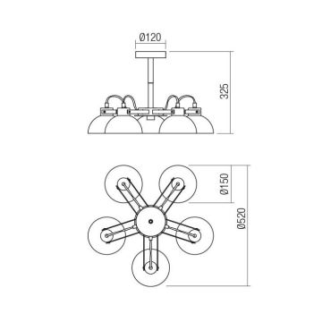 Redo 04-513 - Hanglamp met vaste pendel EOLO 5xE27/42W/230V