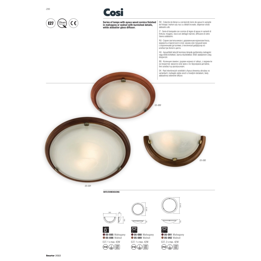 Redo 05-091 - Plafonnier COSI 2xE27/42W/230V