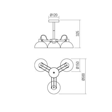 Redo - Hanglamp met vaste hanger voor een kinderkamer EOLO 3x E27 / 42W / 230V