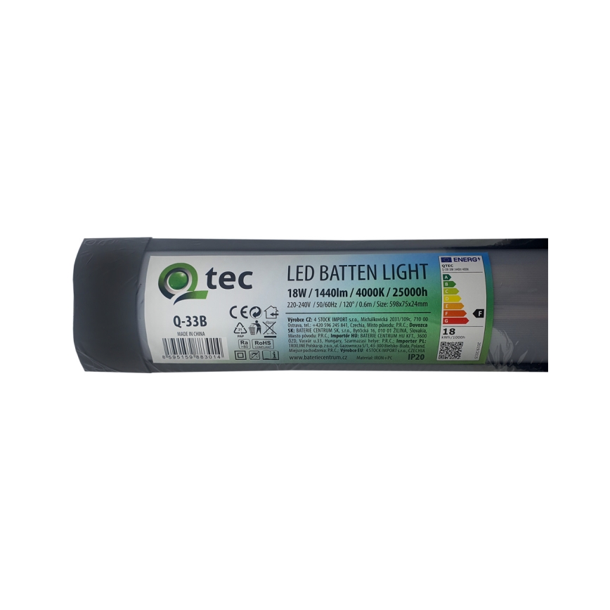 Réglette LED de cuisine QTEC LED/18W/230V 60 cm noir