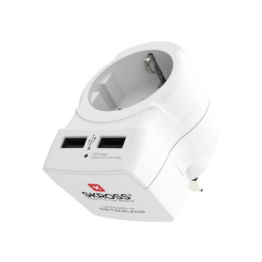 Reisstekker voor UK 230V + 2x USB poort