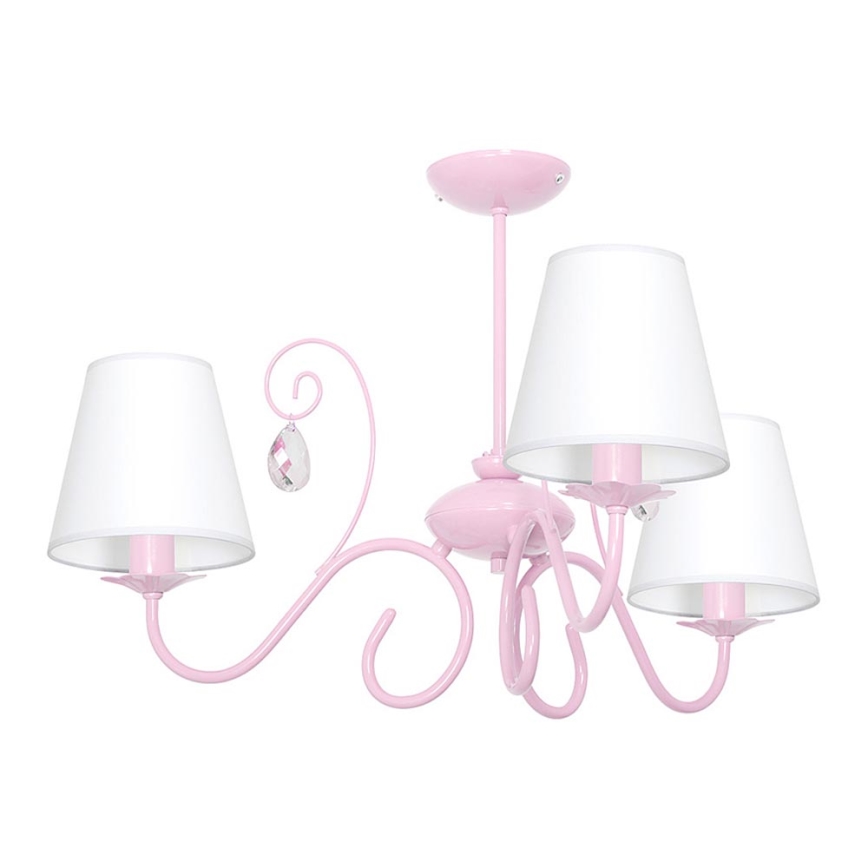 Roze Hanglamp kinderkamer LAURA 3x E14 / 60W / 230V