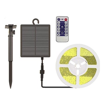 Ruban solaire à intensité variable LED/1,2W/3,7V 4000K IP67 5m + télécommande