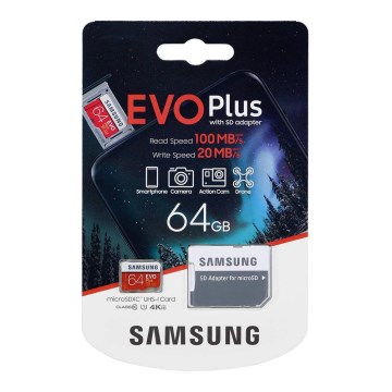 Samsung - MicroSDXC 64GB EVO+ U1 100MB/s + adaptateur SD