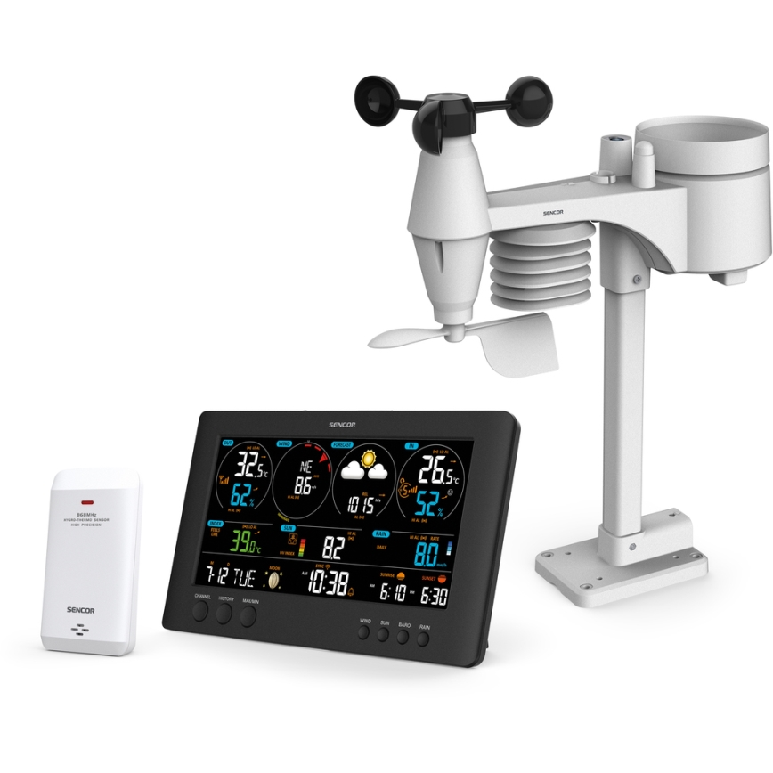 Sencor - Station météo professionnelle avec écran LCD couleur 1xCR2032  Wi-Fi