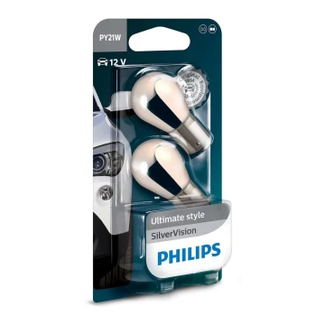 SET 2x Ampoule pour voiture Philips SILVER VISION 12496SVB2 PY21W BAU15s/21W/12V