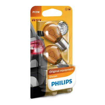 SET 2x Ampoule pour voiture Philips VISION 12496NAB2 PY21W BAU15s/21W/12V