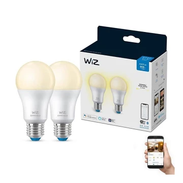 SET 2x Dimbare LED Lamp A60 E27/8W/230V 2700K CRI 90 Wi-Fi - WiZ