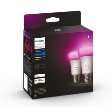 SET 2x Dimbare LED Lamp Philips Hue White And Color Ambiance A60 E27/9W/230V 2000-6500K