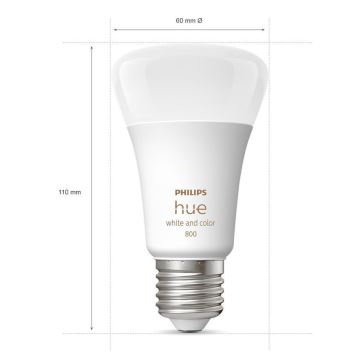 SET 2x Dimbare LED Lamp Philips Hue White And Color Ambiance A60 E27/9W/230V 2000-6500K